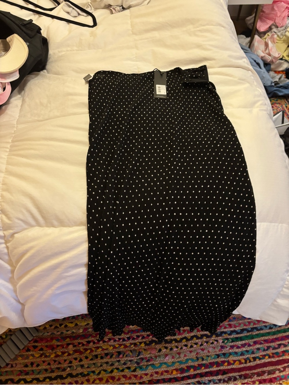 Lioness Black Maxi Skirt with White Polka Dots - Picture 3 of 6